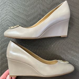 Tory Burch Smooth Leather Miller Wedge Pump